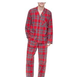 Men’s Holiday Christmas Brinkley Plaid Red 2 Piece Pajama Set 1XB